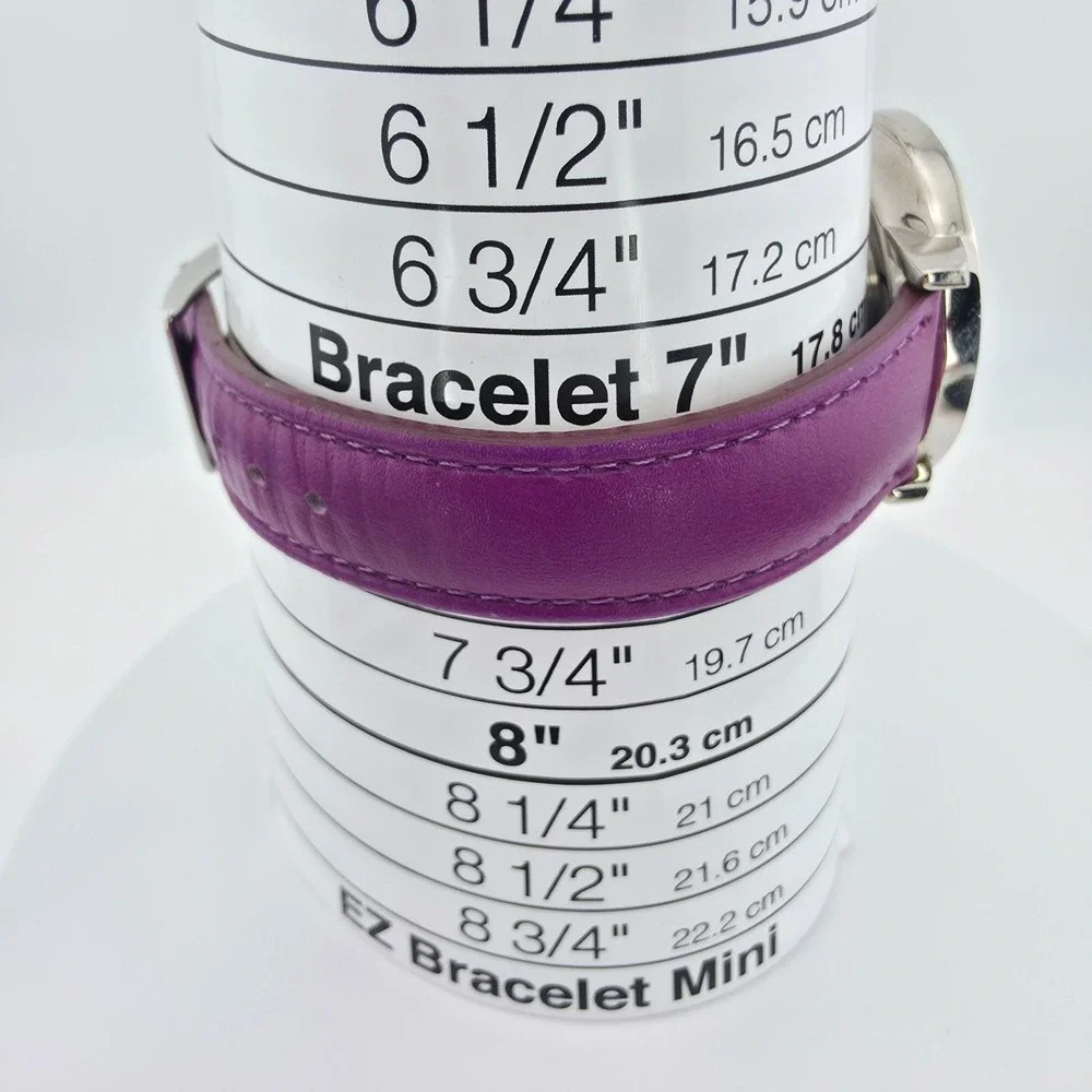VERA BRADLEY 'Plum Petals' Ladies Watch Purple Leather Band Silver Tone 7.5